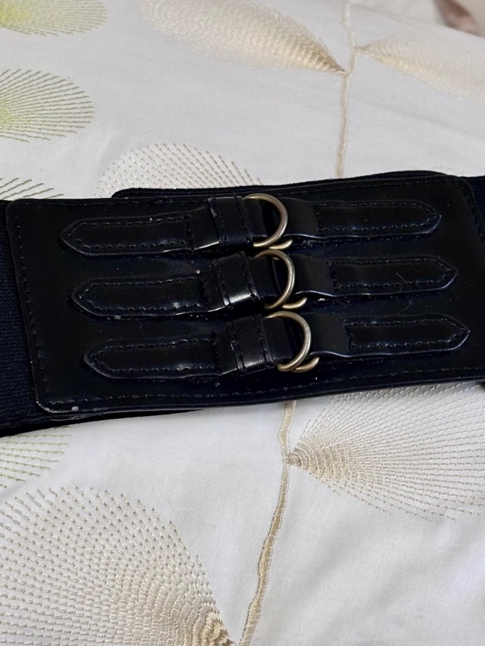 Deena & Ozzy Black Corset Waist Belt Vegan Leather Women's M/L